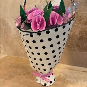 Kate Spade Black and White Polka Dot Floral Bag